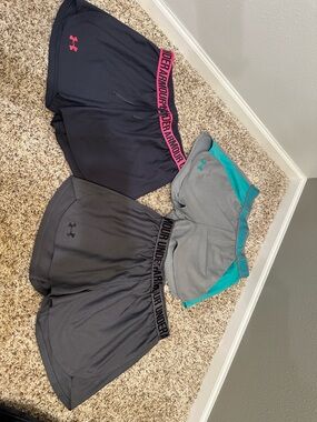 Under Armour Women's Athletic Shorts Pack - Black, Pink & Teal Waistbands